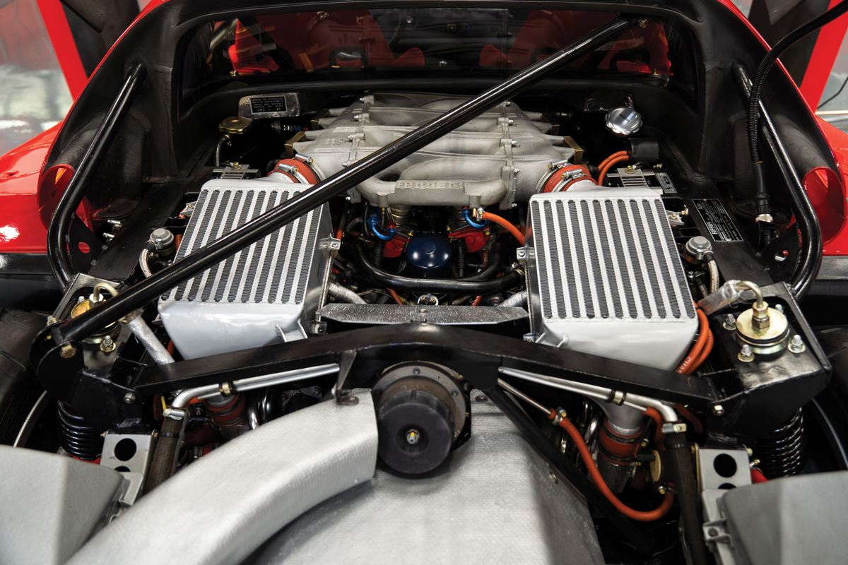 Engine of 1991 Ferrari F40 offered at RM Sotheby’s Monterey live auction 2019